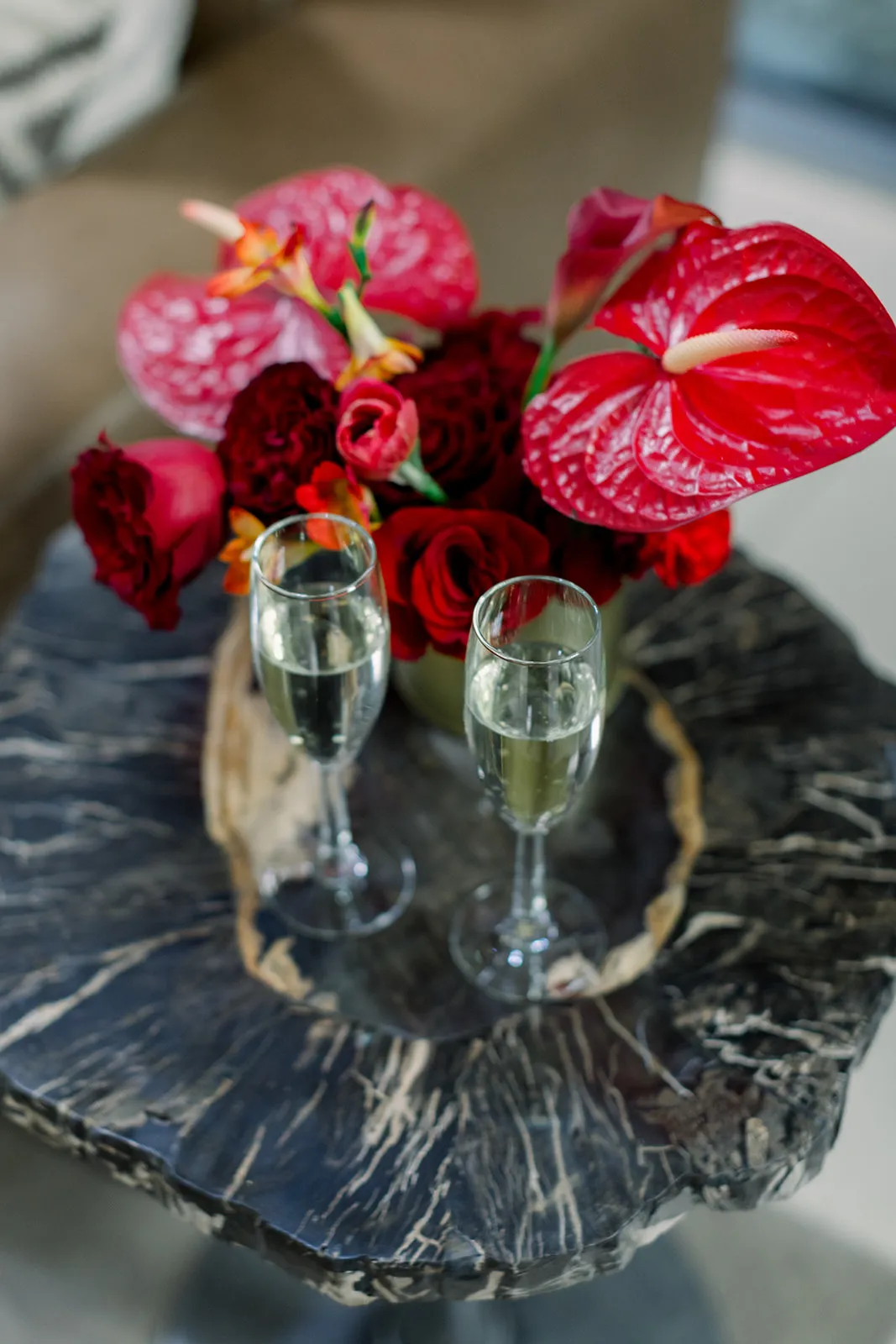 Ferrari of Denver holiday event with immersive floral experience