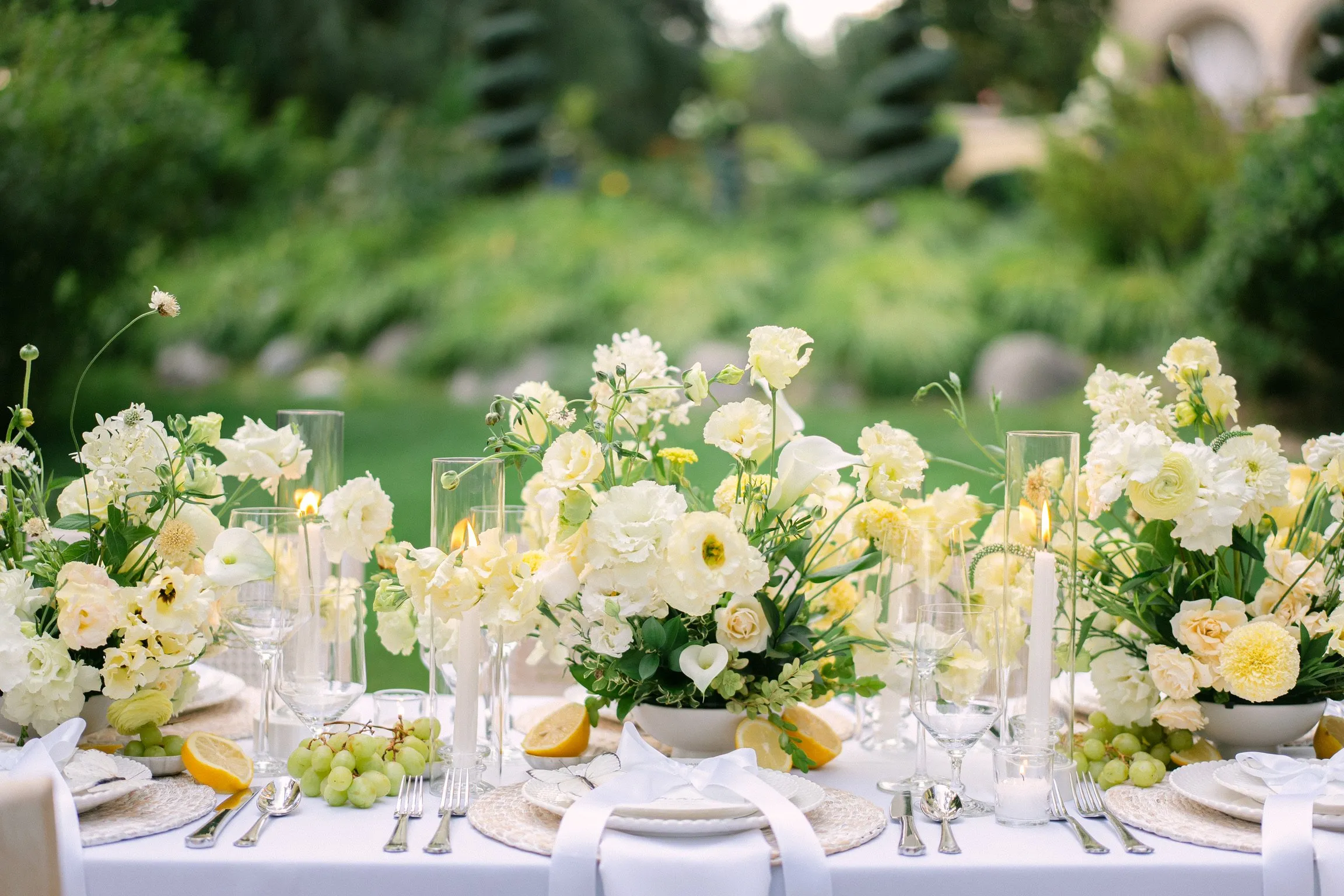 Place setting with yellow florals