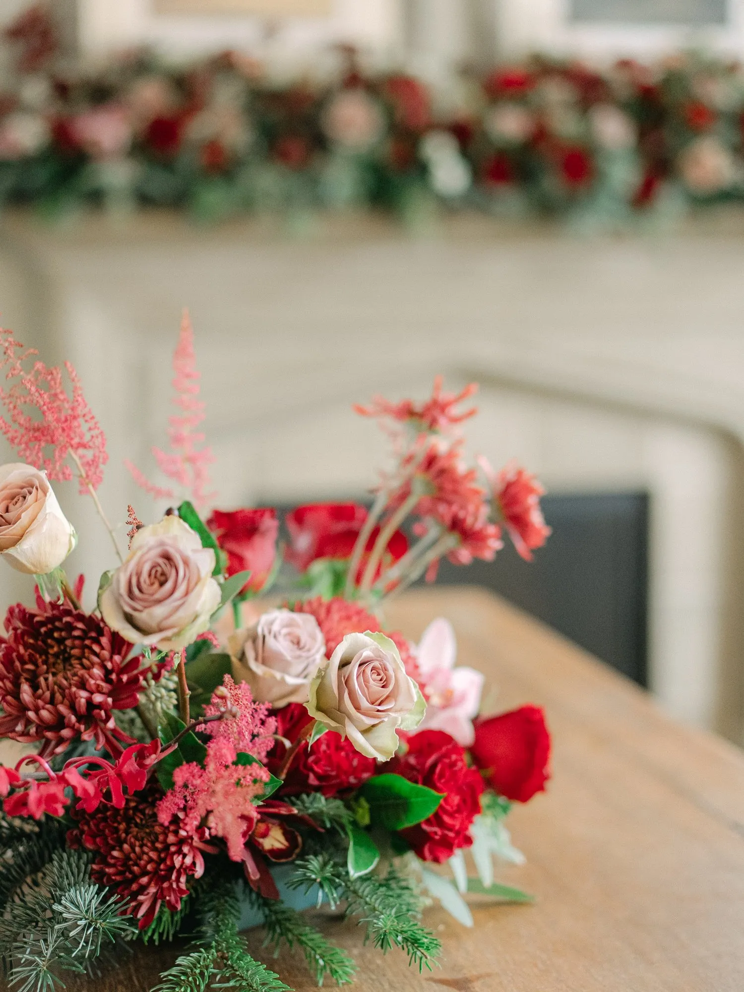 Holiday floral detail with warm tones