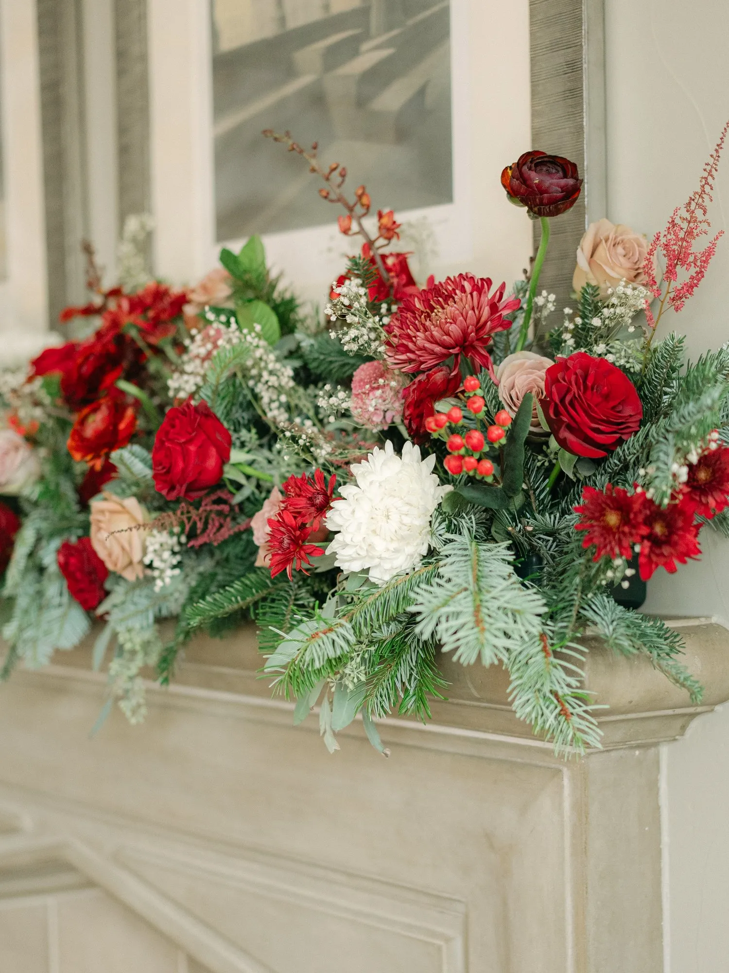 Festive tabletop design with hand-calligraphed cards