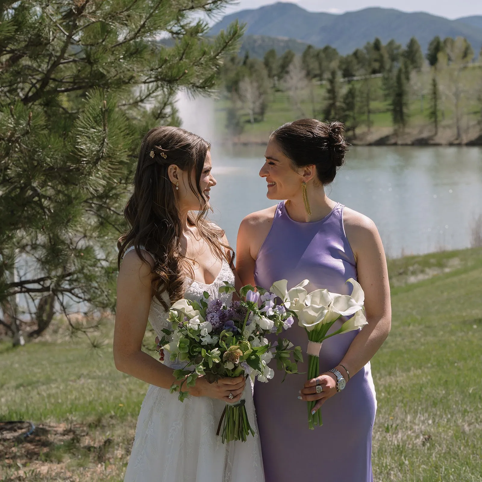 Ceremony florals in lilac