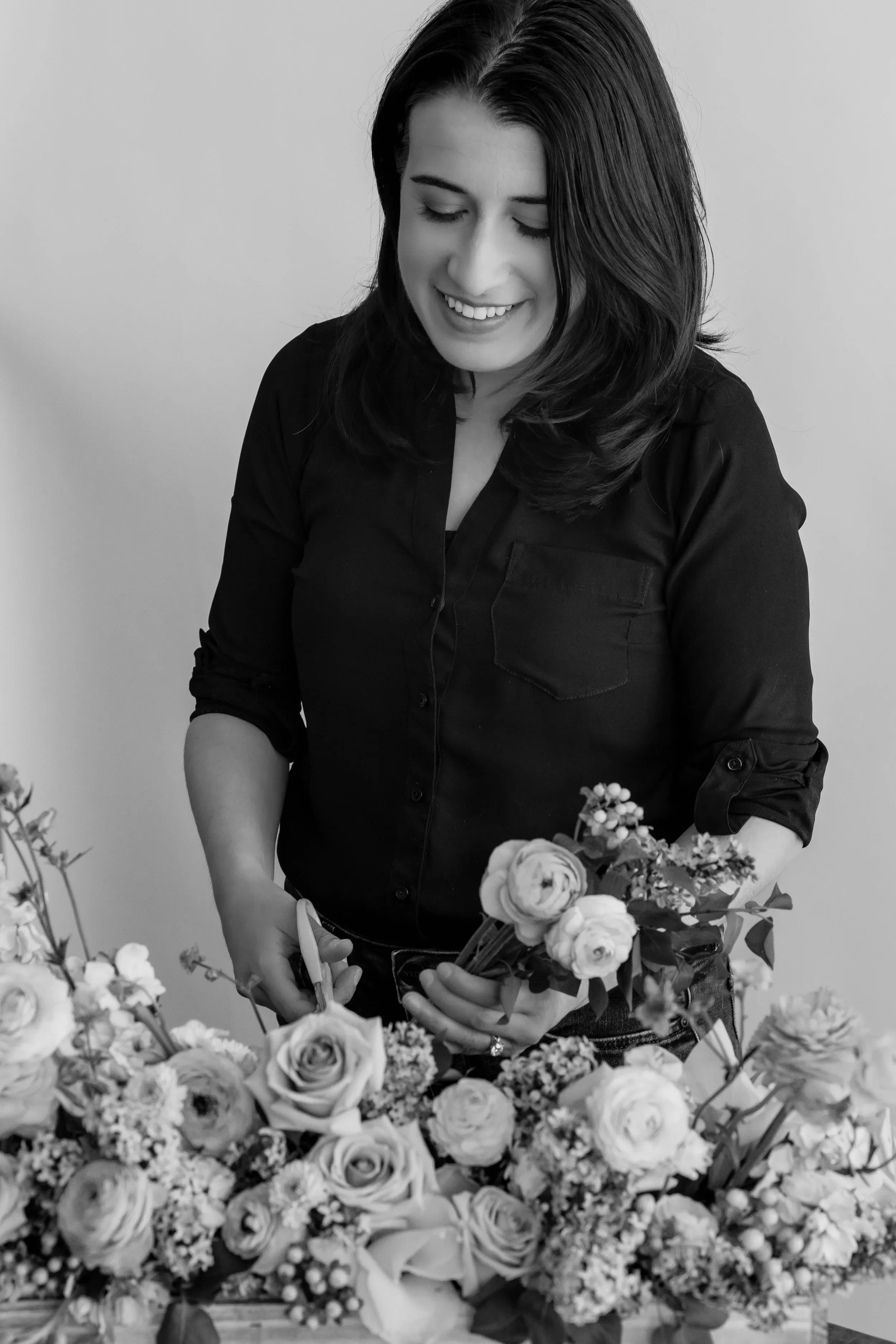 Florist creating a bouquet